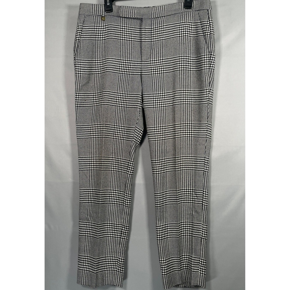 Lauren Ralph Lauren Womens Glen Plaid Trousers Black White Size‎ 10 High Rise